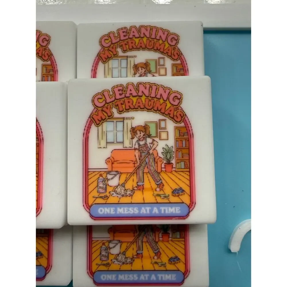 Set of 5 Snarky “Cleaning My Traumas” Silicone Focals for Pens Keychains Crafts